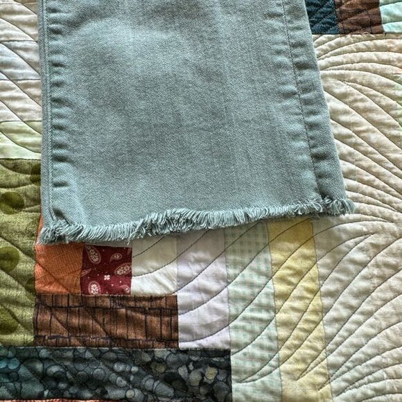 Principle Denim Innovators Optimist Teal Frayed  Straight Cropped Jeans Size 28 - Picture 8 of 8